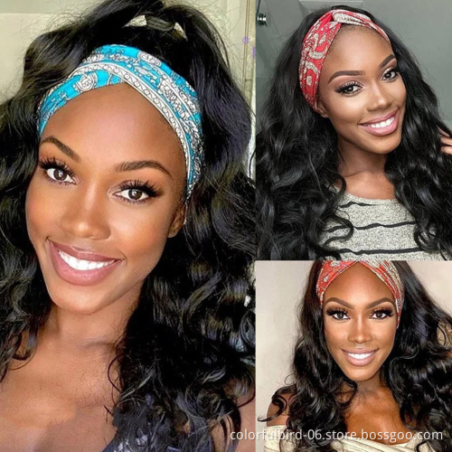 natural color loose deep wave Human Hair Wig headband wig for Black Women ice silk Wig black Hair extension